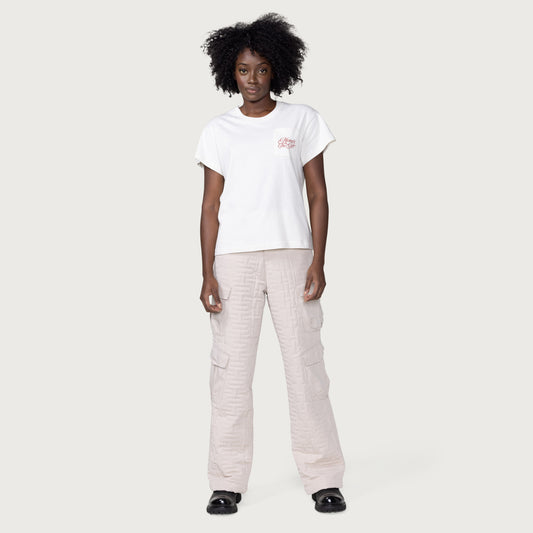 Womens H Quilted Cargo Pant - Cream