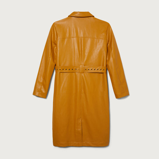 Womens Vegan Trench - Mustard