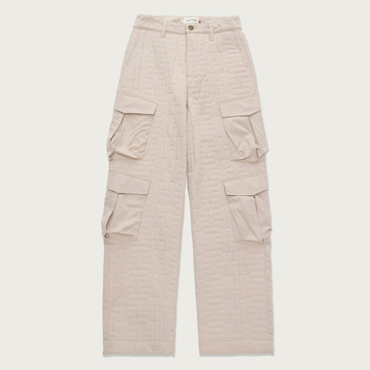 Womens H Quilted Cargo Pant - Cream