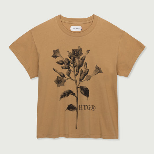 Womens Tobacco Flower T-Shirt - Tan